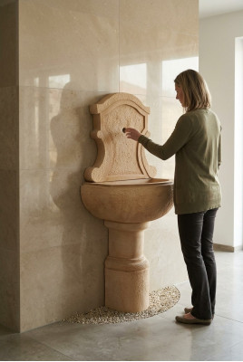 Wall fountain, washbasin, garden sink, garden basin, stone basin AVILLA