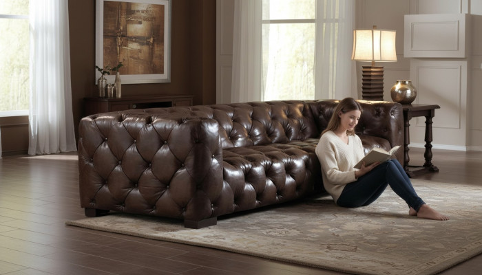 Leather sofa couch upholstered designer sofa leather sofa Chesterfield XXL big sofas 250cm