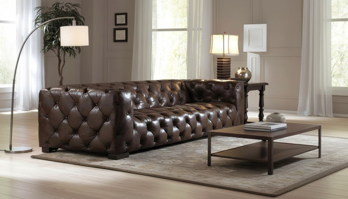 Leather sofa couch upholstered designer sofa leather sofa Chesterfield XXL big sofas 250cm