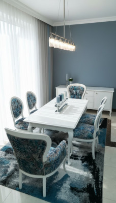 Dine in style with classic gray-blue dining chairs in a practical set of 4