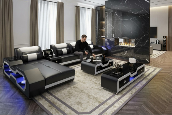 Noble luxury couch corner sofa living landscape multifunctional couches sofa USB light