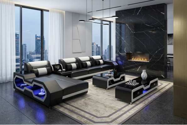 Noble luxury couch corner sofa living landscape multifunctional couches sofa USB light