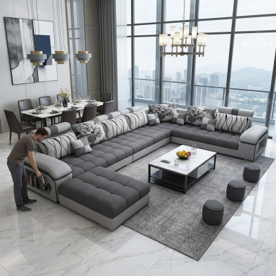 Living area textile sofa couch upholstery couches sofas U-shaped designer suite