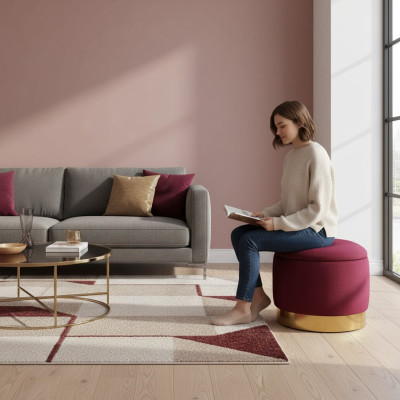 Pouf Footstool Round Seat Stool Upholstered Stool Round Chest Seat New