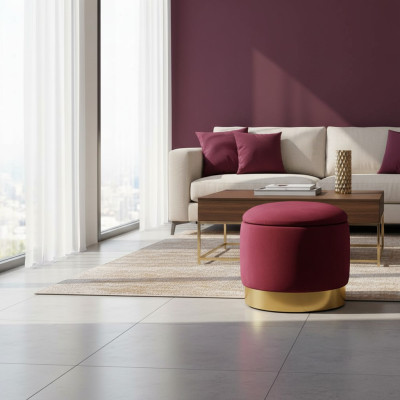 Pouf Footstool Round Seat Stool Upholstered Stool Round Chest Seat New
