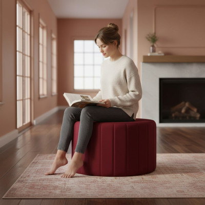 Pouf Footstool Round Seat Stool Upholstered Stool Seat Stool Bath Stool Pouf Textile