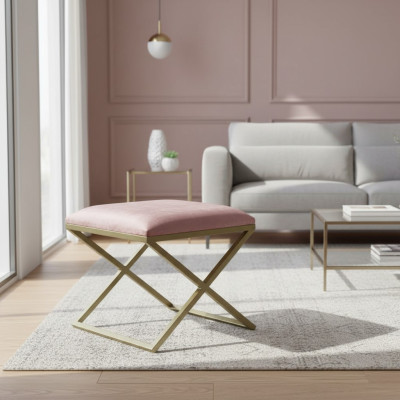 Pouf Footstool Round Seat Ottoman Upholstered Stool Seating Stool Elegant Designer New