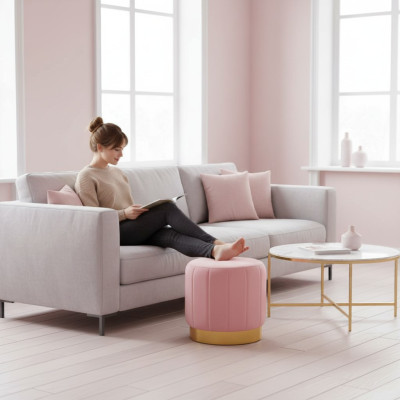 Pouf Ottoman Round Stool Upholstered Stool Seat Stool Ottoman Relax New