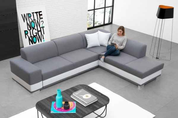Upholstered sofa lounge sofa seating group couch living room with cushions L-shape sofa