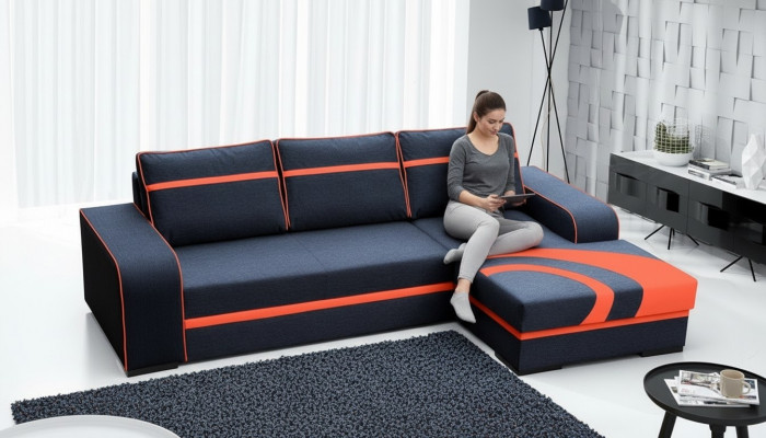 Sofa bed corner sofa with bed function and upholstery - Modern suite with sleeping function NEW