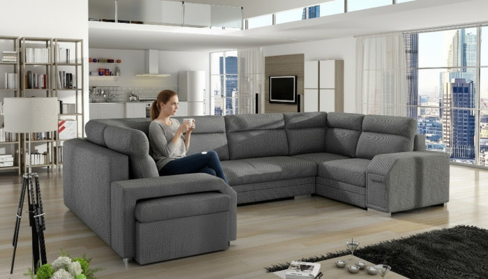 XXL living area corner sofa couch upholstery set designer U-shape corner new