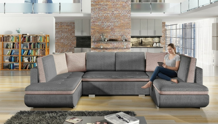 XXL living landscape corner sofa sofa couch upholstery suite corner designer new fabric