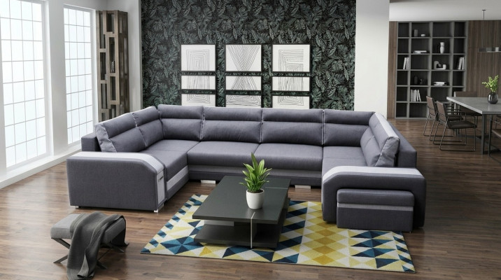 XXL living landscape corner sofa couch upholstery set corner designer U-shape new