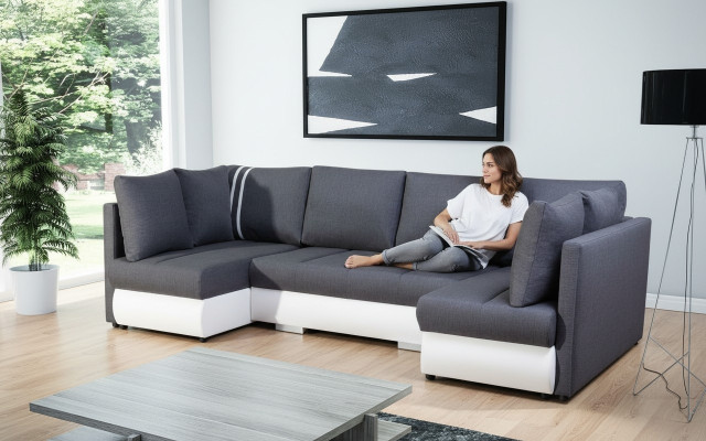 XXL living landscape sofa couch upholstery suite corner designer U-shaped corner sofa new
