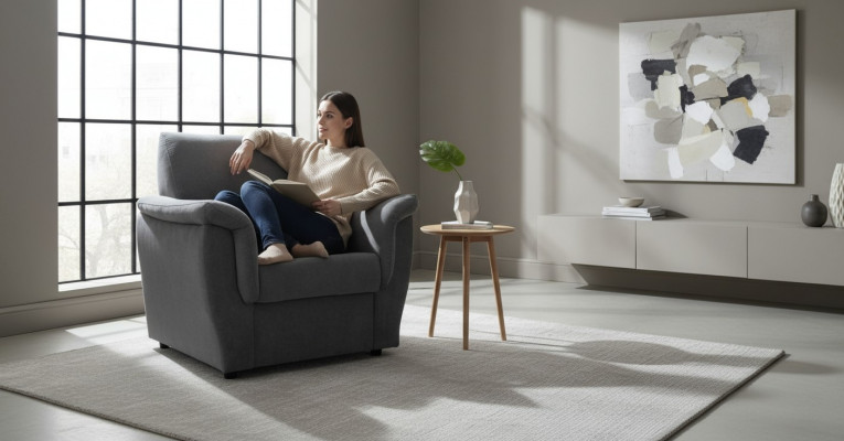 Modern armchair TV sofa 1-seater couch designer textile sofas upholstery