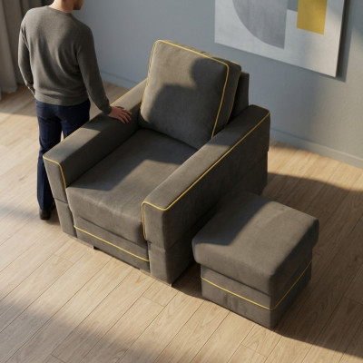 1-Seater Sofa Couch Designer Textile Sofas Upholstery New Modern Armchair