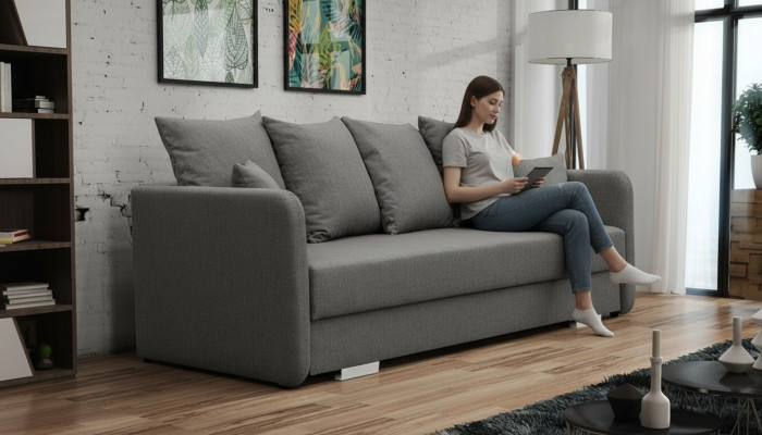 Sofa bed fabric 3-seater sofa couch textile upholstery new set with sleeping function