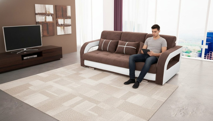 Sofa Couch Upholstery Sofas Couches Sleeper Sofa Bed Function 3-Seater + Ottoman New