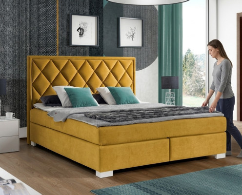 Beds Bed Upholstered Leather Textile Designer Noble Double Marriage Hotel Boxspring