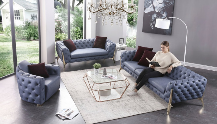 Luxury High-Quality Sofa Couch Upholstery Seat 3+2+1 Set Chesterfield Suites