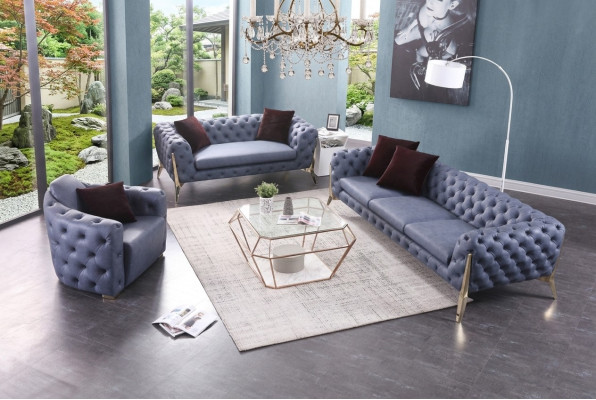 Luxury High-Quality Sofa Couch Upholstery Seat 3+2+1 Set Chesterfield Suites