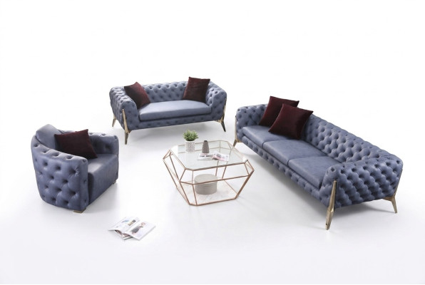 Luxury High-Quality Sofa Couch Upholstery Seat 3+2+1 Set Chesterfield Suites