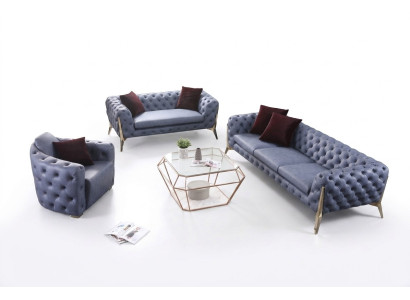 Luxury High-Quality Sofa Couch Upholstery Seat 3+2+1 Set Chesterfield Suites