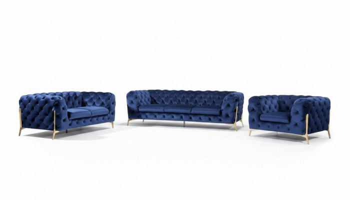 Luxury textile fabric sofa couch upholstery seat 3+1 set Chesterfield suites