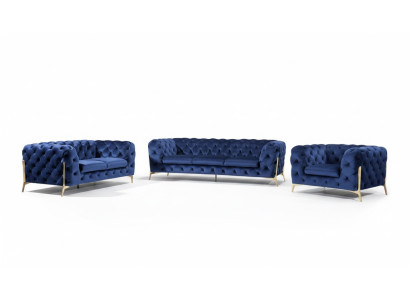 Luxury textile fabric sofa couch upholstery seat 3+1 set Chesterfield suites
