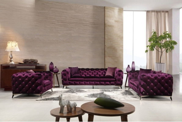 Luxury textile fabric sofa couch upholstery seating 3+1 set Chesterfield sets
