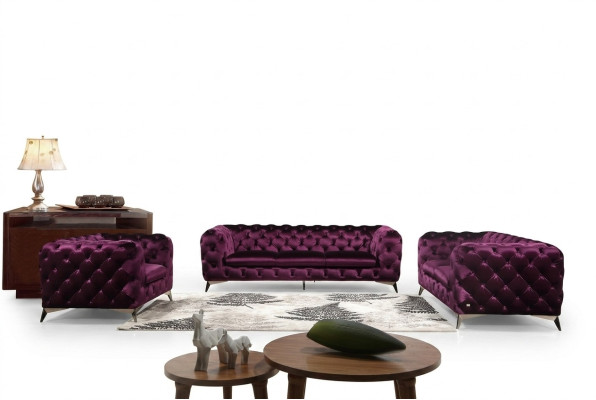 Luxury textile fabric sofa couch upholstery seating 3+1 set Chesterfield sets
