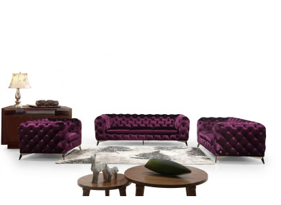 Luxury textile fabric sofa couch upholstery seating 3+1 set Chesterfield sets