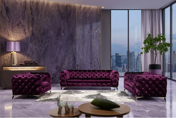 Luxury High-Quality Sofa Couch Upholstered Seat 3+2 Suite Chesterfield Sets