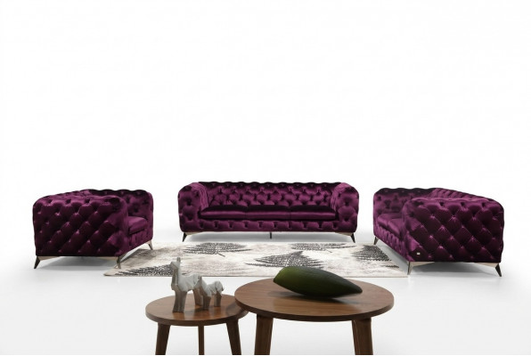 Luxury High-Quality Sofa Couch Upholstered Seat 3+2 Suite Chesterfield Sets