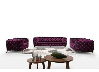 Luxury High-Quality Sofa Couch Upholstered Seat 3+2 Suite Chesterfield Sets