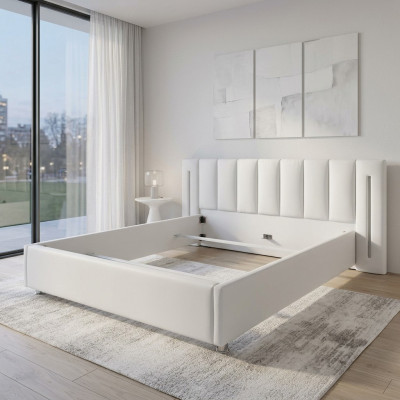 Leather design bed double beds marriage modern hotel frame sleep room