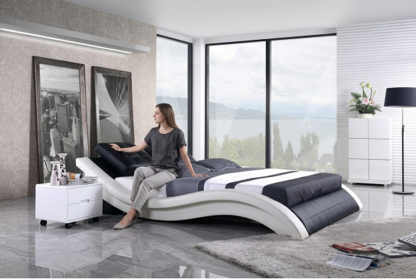Design beds double hotel frame sleep room leather luxury modern