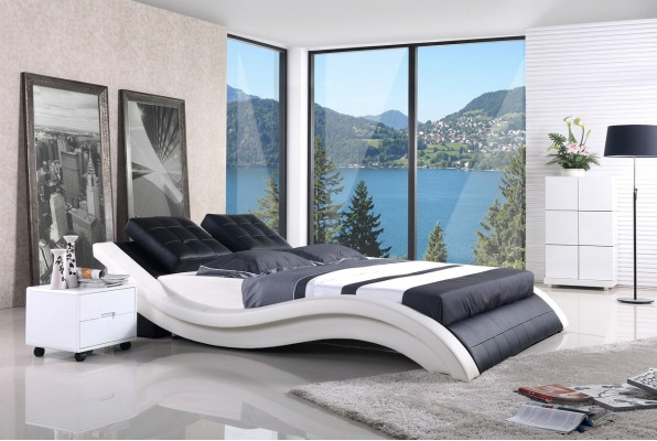 Design beds double hotel frame sleep room leather luxury modern