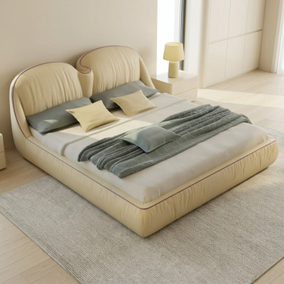Design beds leather bed double luxury marriage modern hotel frame sleep