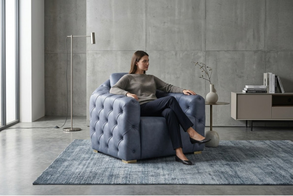 Armchair Couch Upholstery Designer Textile 1-Seater Upholstery Chesterfield Seat Couches