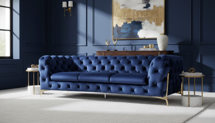 Chesterfield 3-seater couch upholstery three-seater design couches textile fabric Italy