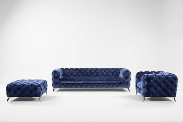 Chesterfield sofa set upholstery XXL big set textile 4+1+1 designer