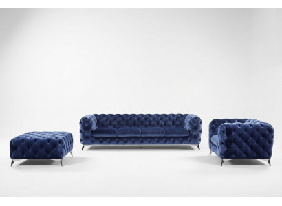 Chesterfield sofa set upholstery XXL big set textile 4+1+1 designer