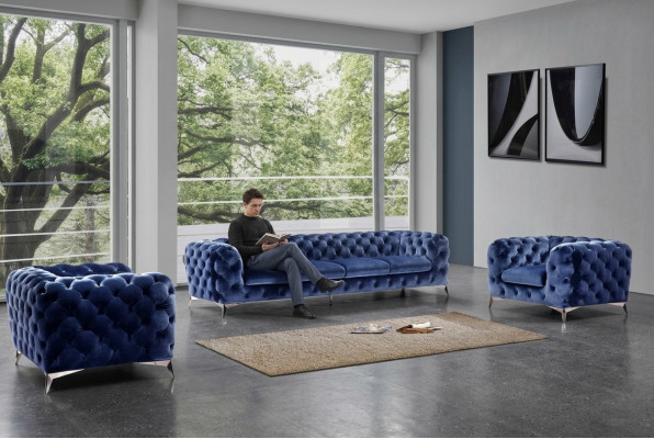 Italian sofa 2x single seat couch set upholstery set Chesterfield new 1+1 seater