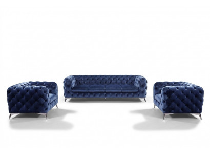 Italian sofa 2x single seat couch set upholstery set Chesterfield new 1+1 seater