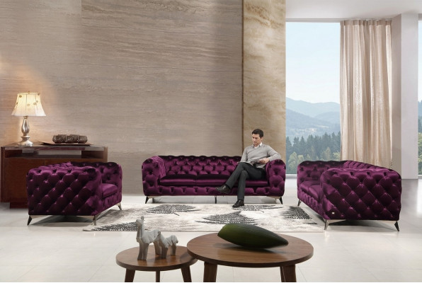 Sofa Chesterfield Couch Upholstery XXL Big Set Textile 3+2+1 Designer Couches
