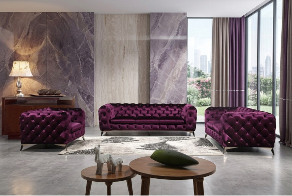Sofa Chesterfield Couch Upholstery XXL Big Set Textile 3+2+1 Designer Couches