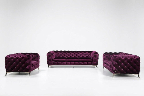 Sofa Chesterfield Couch Upholstery XXL Big Set Textile 3+2+1 Designer Couches