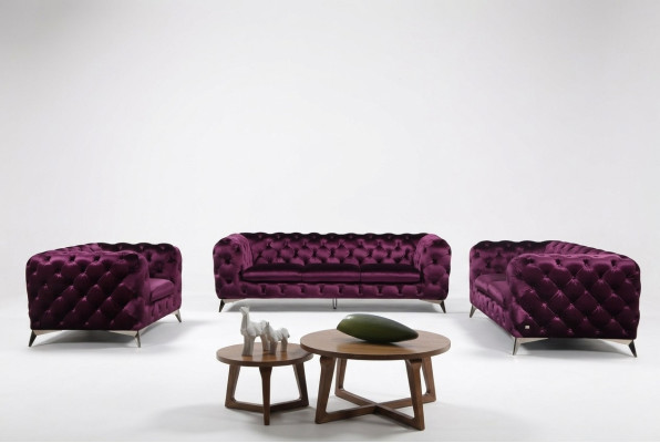 Sofa XXL Big Chesterfield Couch Upholstery Suite Fabric 3+3 designer couches