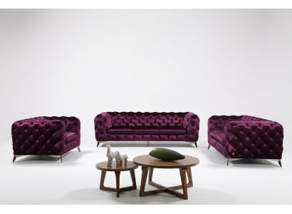 Sofa XXL Big Chesterfield Couch Upholstery Suite Fabric 3+3 designer couches